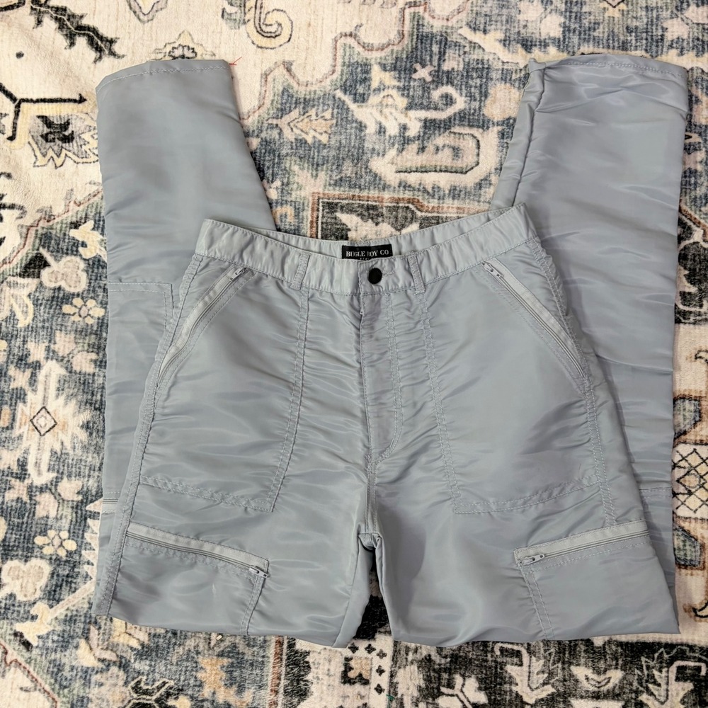 Vintage 80's Bugle Boy Nylon Parachute Pants Mens‎ 30x30 Grey Gorpcore Hip Hop